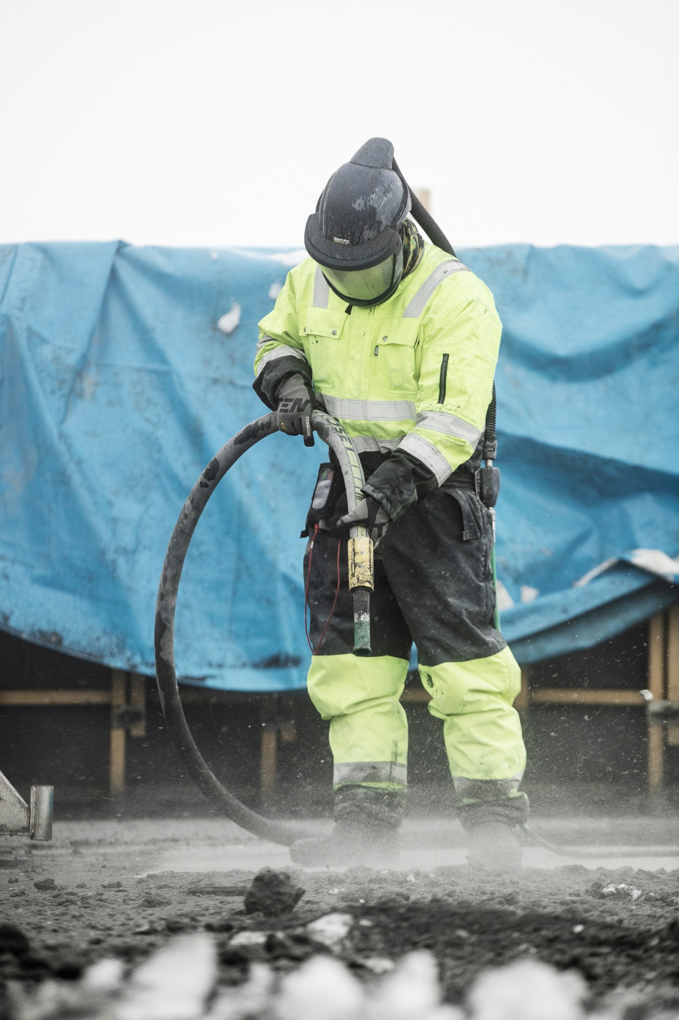 Industrial worker wearing protective equipment